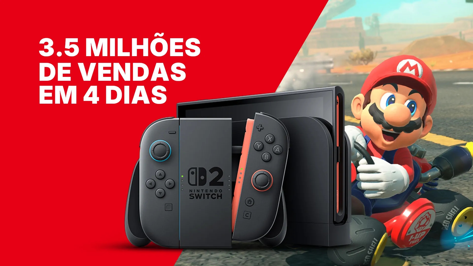Imagem de fundo do produto Nintendo Switch 2 Bate 3.5 milhões de vendas em 4 dias