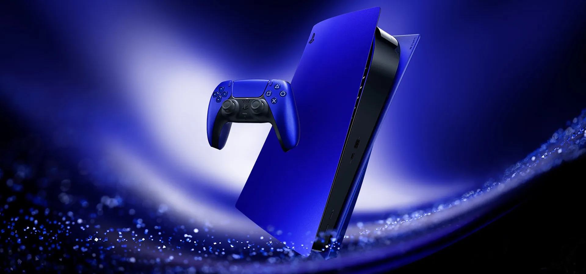 Imagem de fundo do produto Controle PS5 Cobalt Blue sem fio (Dualsense)