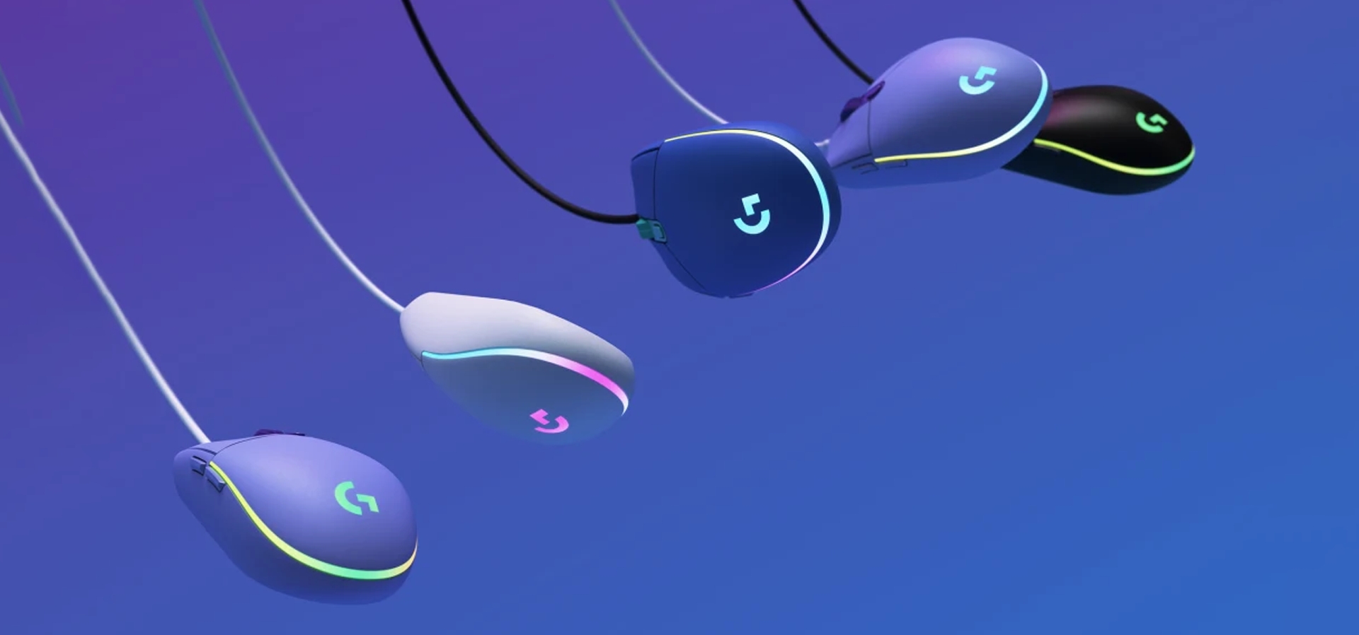 Imagem de fundo do produto Mouse Gamer com fio Logitech G203 Lightsync - Azul