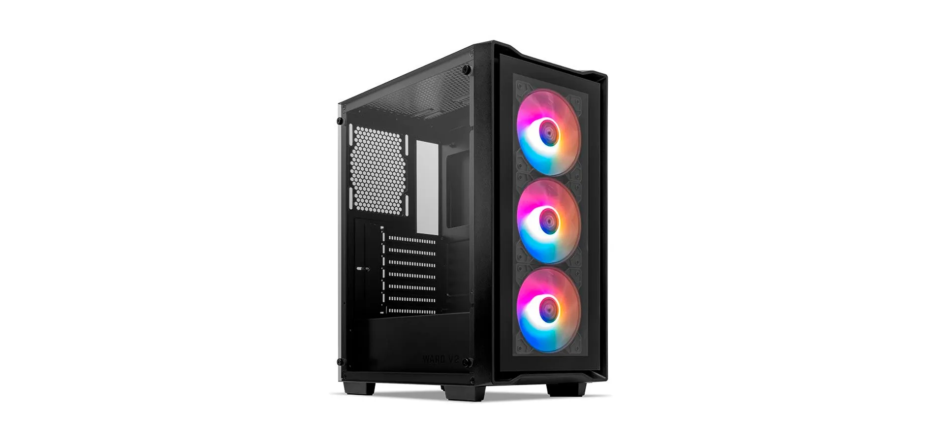 Imagem de fundo do produto Gabinete Gamer Mancer Ward V2, RGB, Mid-Tower, Lateral De Vidro, Com 3 Fans, Preto, MCR-WRDV2-BK