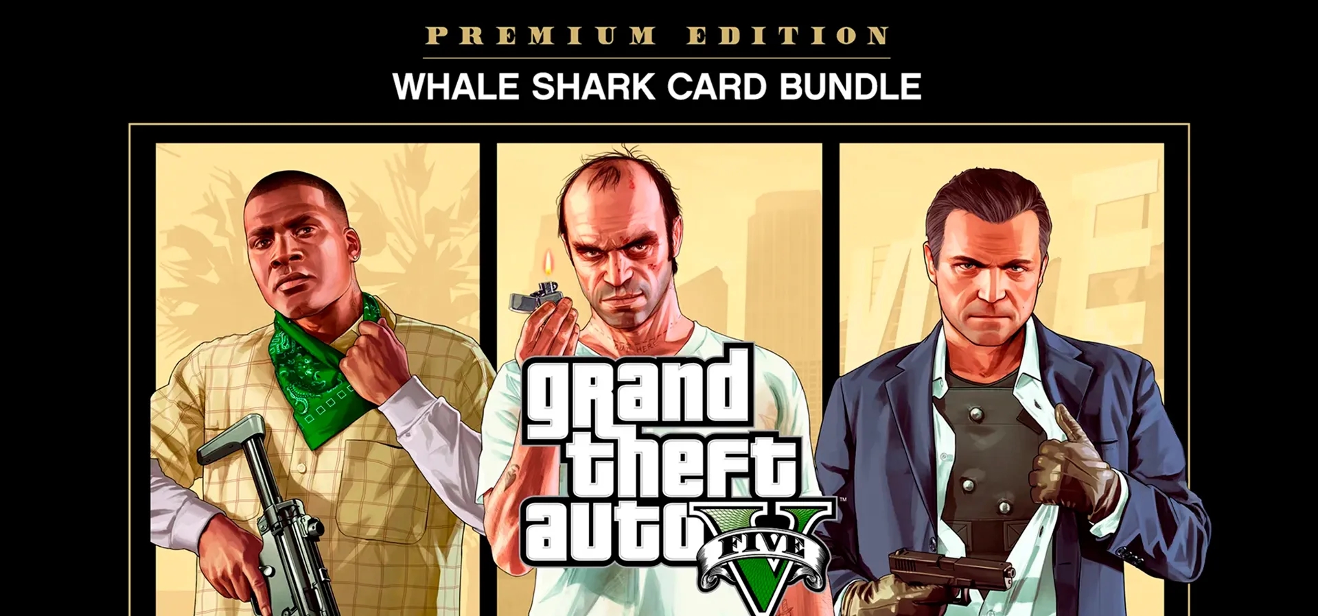 Imagem de fundo do produto Bundle GTA V: Edição Premium & Pacote Tubarão-Baleia - Xbox One e Series X|S