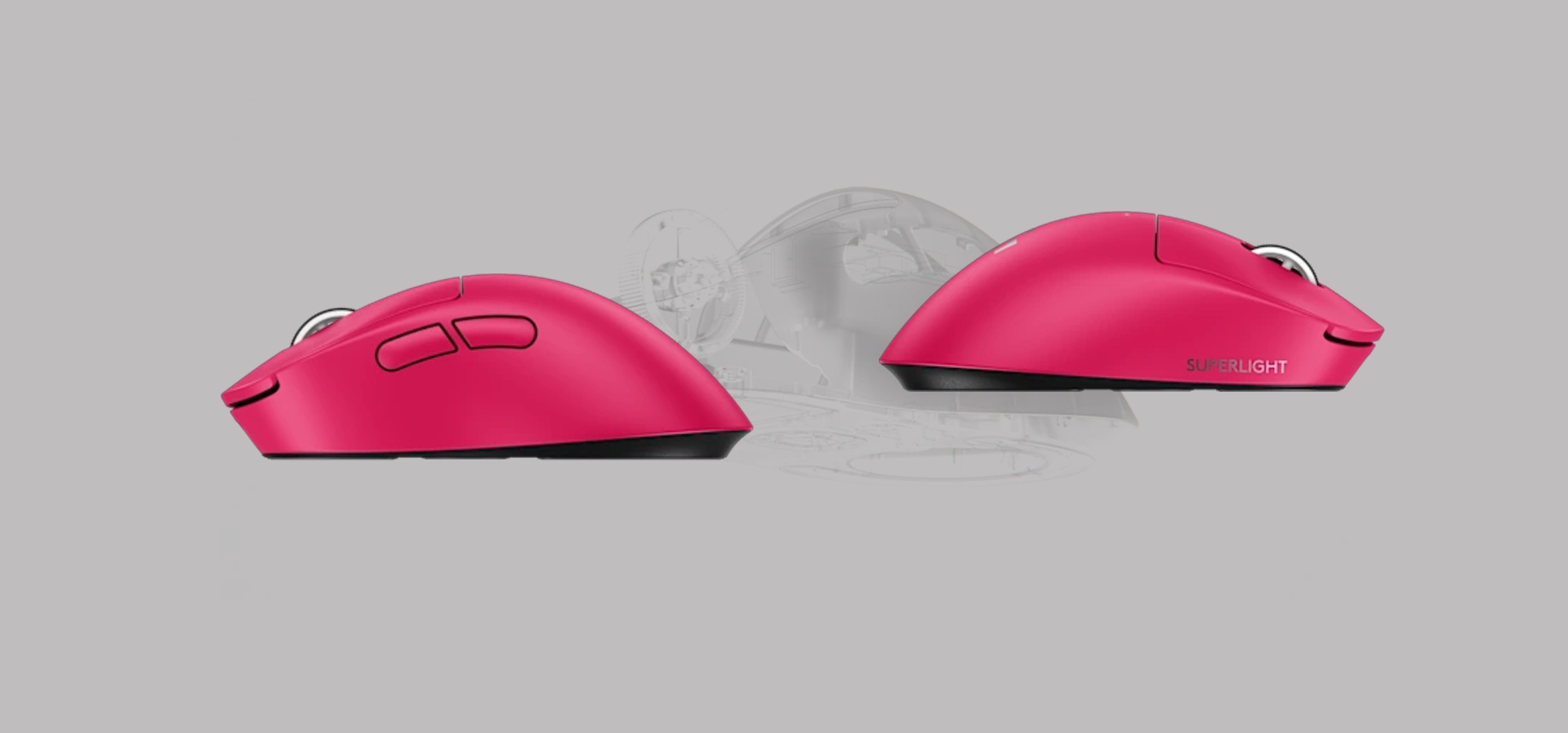 Imagem de fundo do produto Mouse Gamer sem fio Logitech G Pro X Superlight 2 DEX - Rosa/Magenta