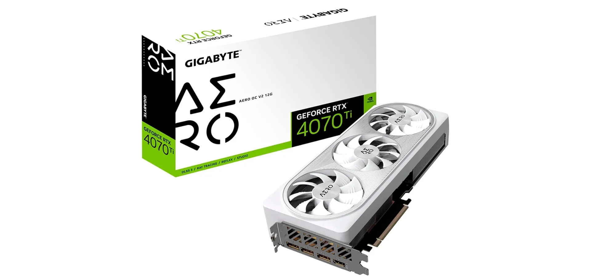 Imagem de fundo do produto Placa de Vídeo Gigabyte GeForce RTX 4070 TI Aero OC V2 12GB White GDDR6X 192 bits - GV-N407TAERO OCV2-12GD