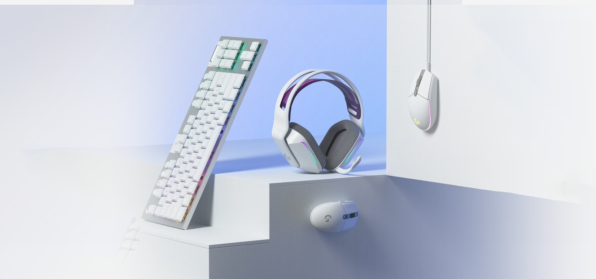 Imagem de fundo do produto Teclado Mecânico Gamer sem fio Logitech G915 X Lightspeed TKL Switch Brown Tactile - Branco