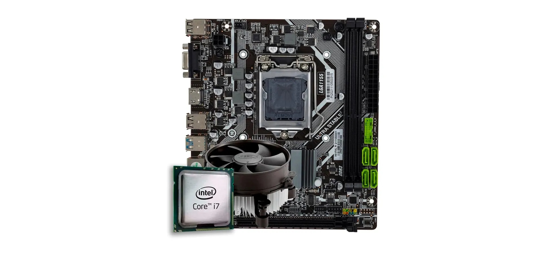 Imagem de fundo do produto Kit Upgrade, Processador Intel core i7 + Placa mãe 1155