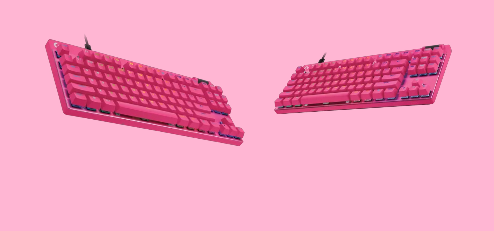 Imagem de fundo do produto Teclado Mecânico Gamer com fio Logitech G Pro X TKL Rapid Switch Brown Tactile - Rosa