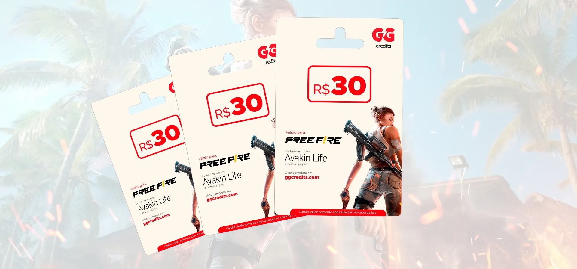 Imagem de fundo do produto Gift Card Free Fire - 30 Reais
