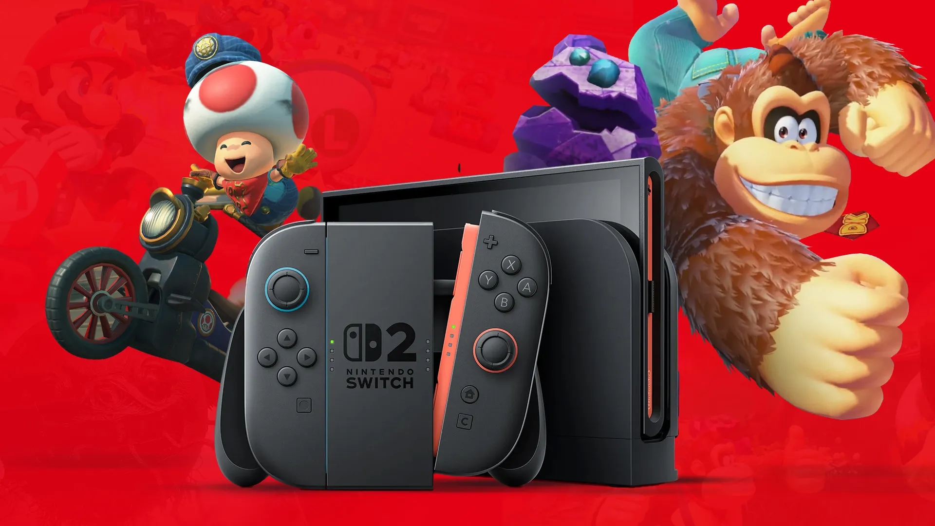 Imagem de fundo do produto Nintendo Switch 2: Confirmado para dia 5 de junho de 2025!