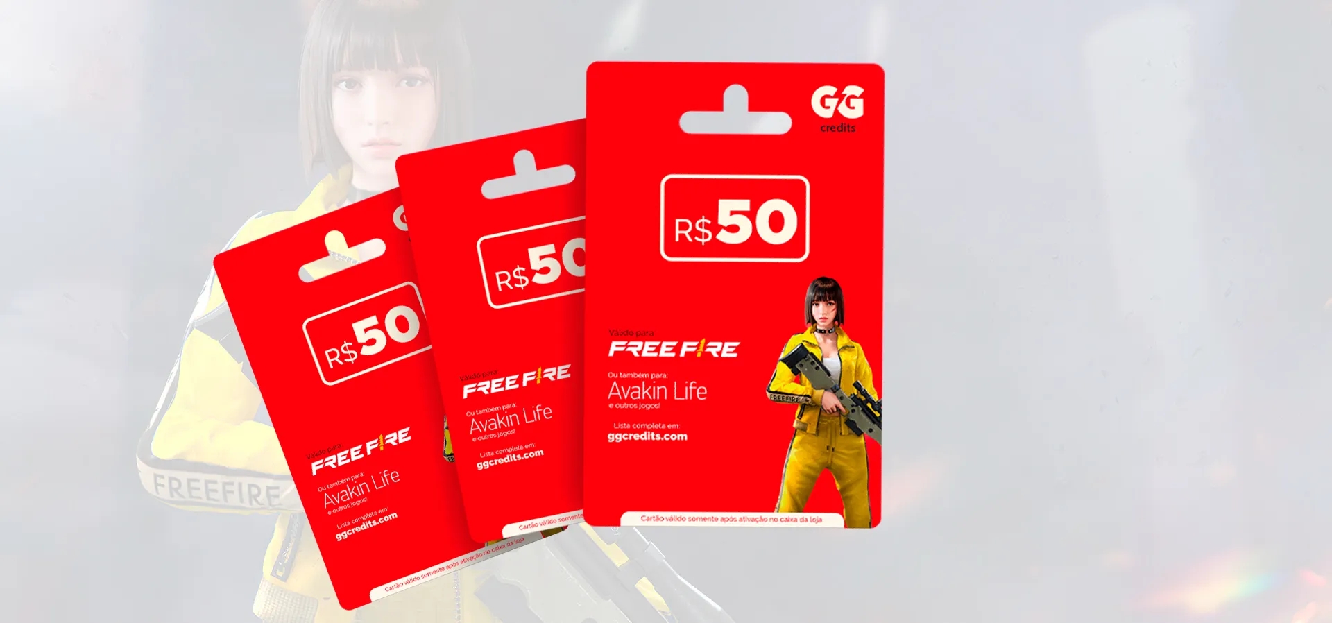Imagem de fundo do produto Gift Card Free Fire - 50 Reais
