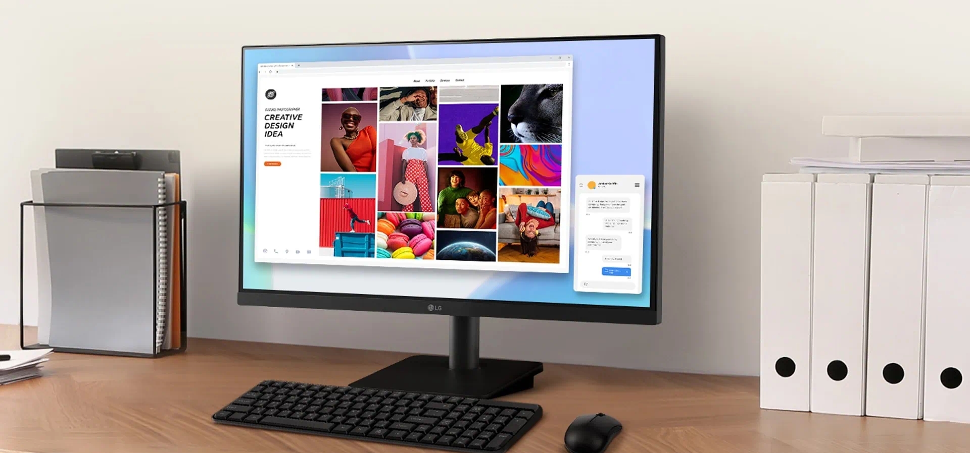 Imagem de fundo do produto Monitor LG 24” IPS, Full HD, 100Hz, HDMI, Ajuste de Inclinação - 24MS500-B