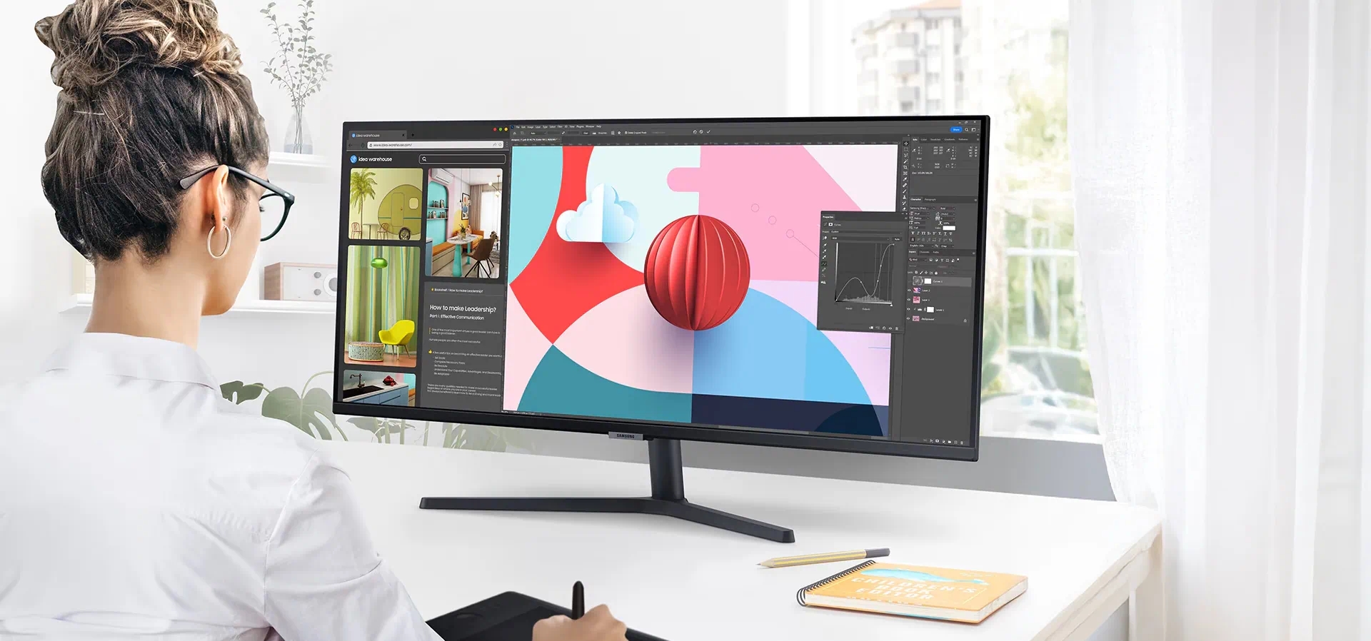 Imagem de fundo do produto Monitor ViewFinity S5 34" Samsung LS34C500GALXZD