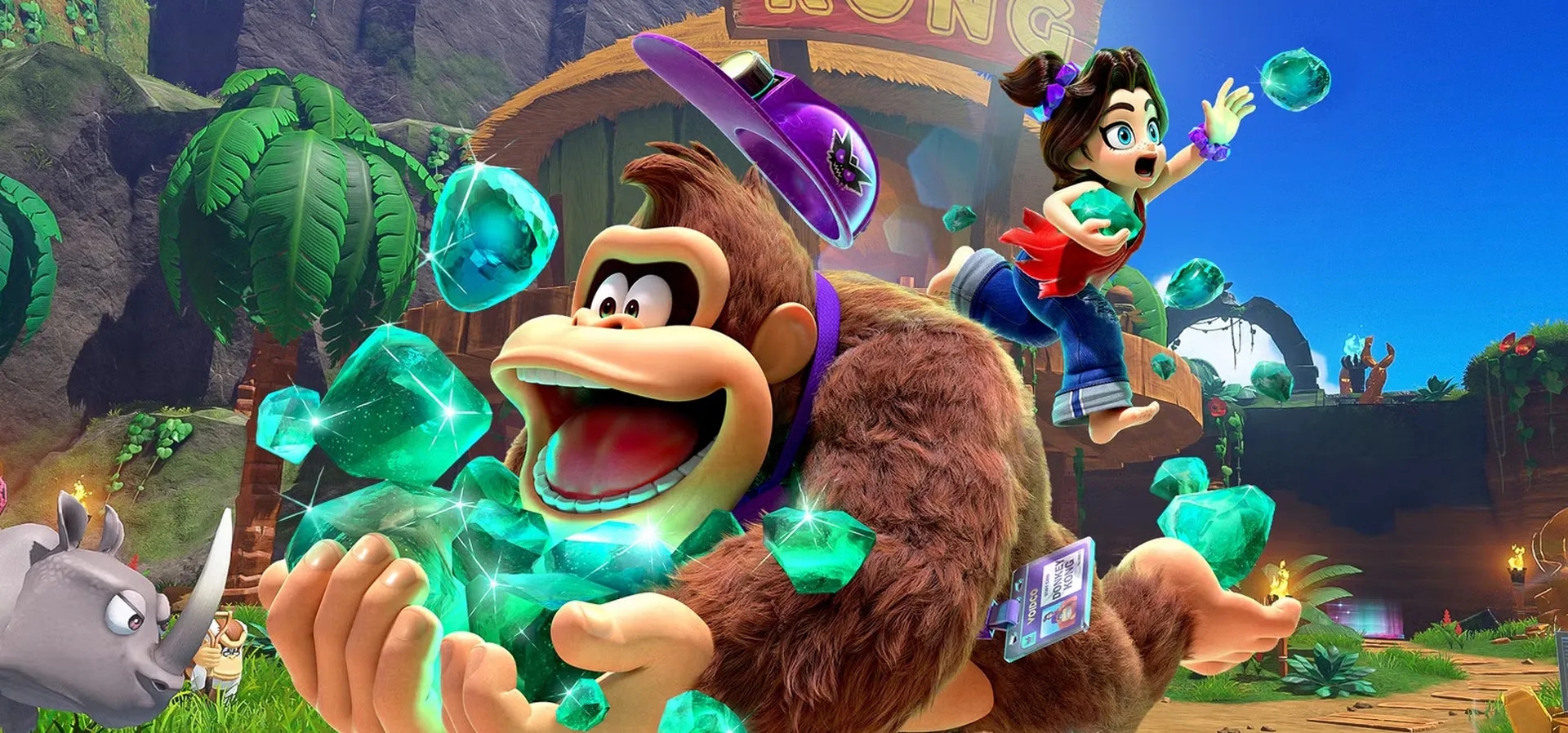 Imagem de fundo do produto Pacote Donkey Kong™ Bananza (jogo + conteúdo extra Ilha DK + Caça às esmeraldas) - Switch