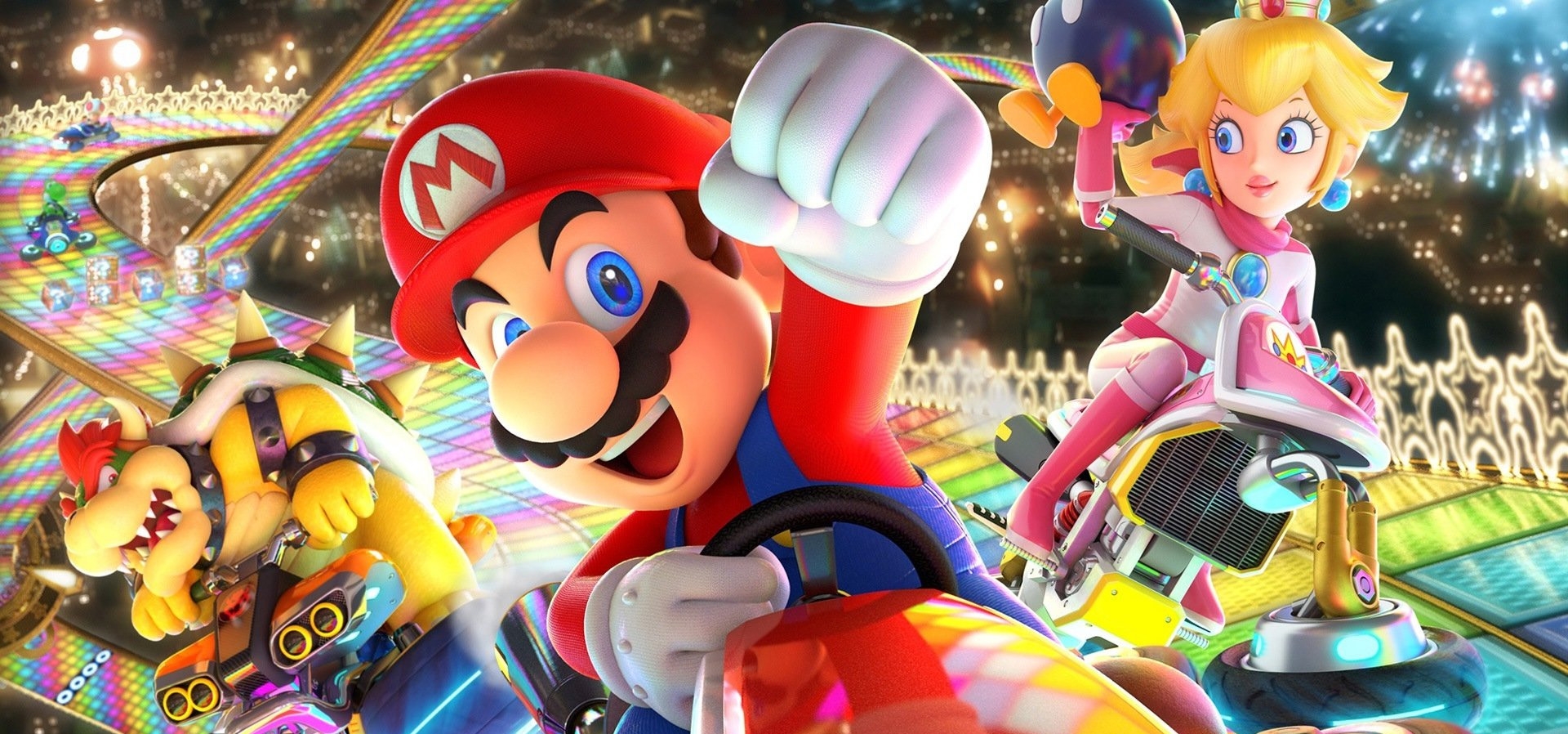 Imagem de fundo do produto Mario Kart 8 Deluxe + Booster Course Pass Switch - Físico