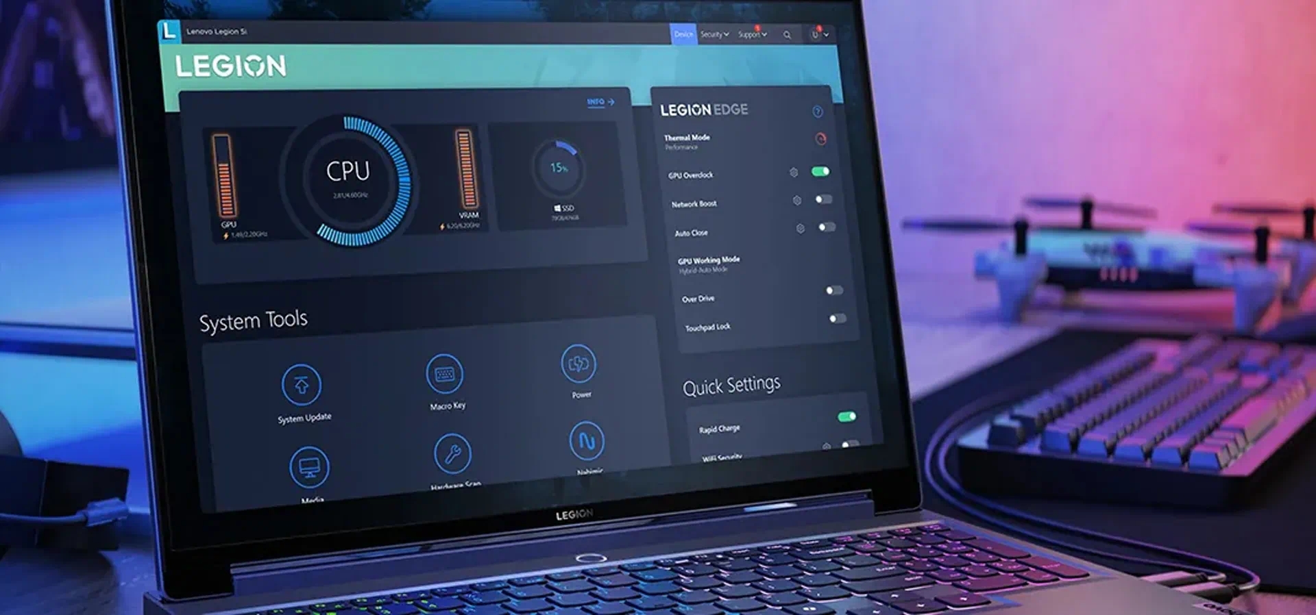 Imagem de fundo do produto Legion 5i Intel Core i9-14900HX 32GB 1TB SSD RTX 4070 16" 165Hz