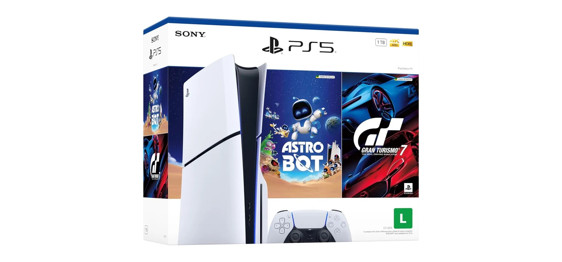 Imagem de fundo do produto Console PlayStation 5 Edição Slim Disk 1TB + ASTROBOT e Gran Turismo 7 - Branco