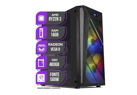 PC Gamer Mancer, AMD Ryzen 5 3400G, RX Vega 11, 8GB DDR4, SSD 240GB, Fonte 500W 80 Plus