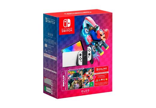 Console Nintendo Switch Oled + Jogo Mario Kart 8 Deluxe + Voucher Nintendo Switch Online 3 Meses