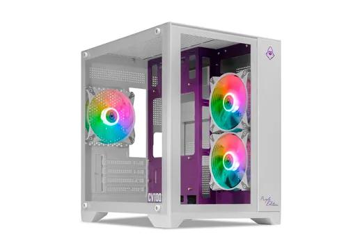 Gabinete Gamer Mancer CV100 Purple Edition ARGB Lateral De Vidro Branco MCR-CV100-PEW
