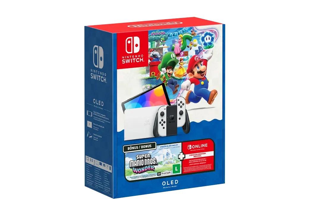 Console Nintendo Switch Oled + Jogo Super Mario Bros Wonder + Nintendo Switch Online 3 Meses
