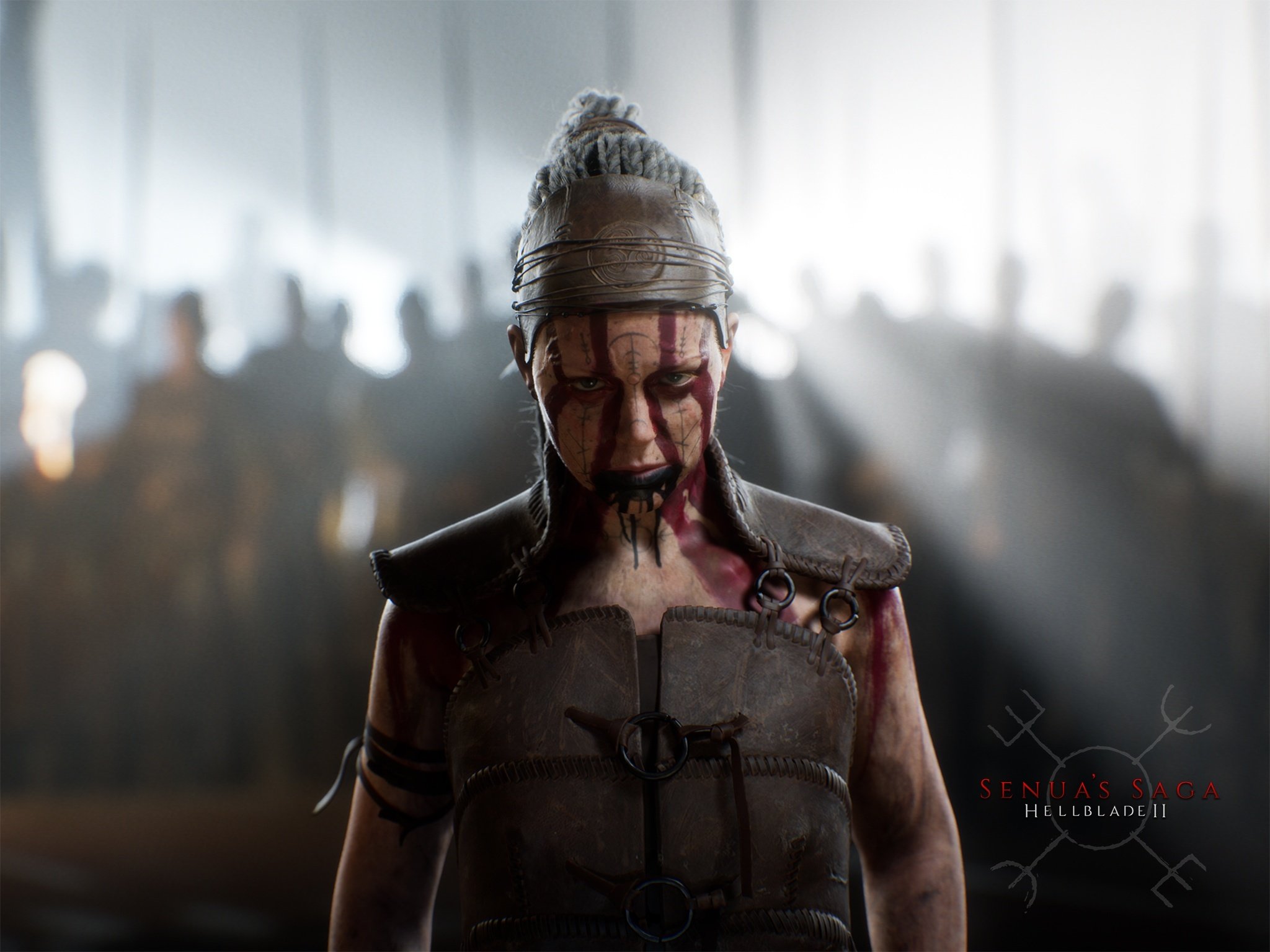 Imagem do jogo Senua's Saga: Hellblade II com o logo do jogo no canto inferior direito