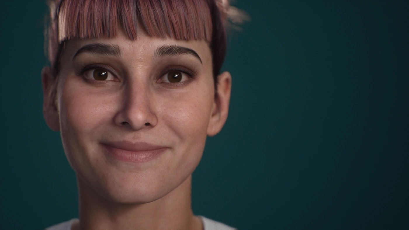 Imagem de um modelo 3D feito no MetaHuman 5.6 de uma mulher