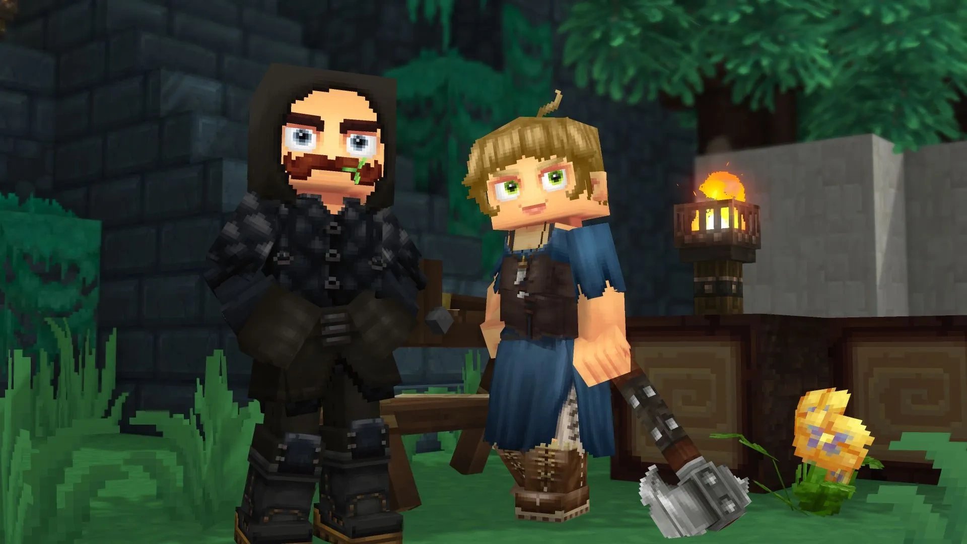 Imagem mostrando 2 personagens de Hytale