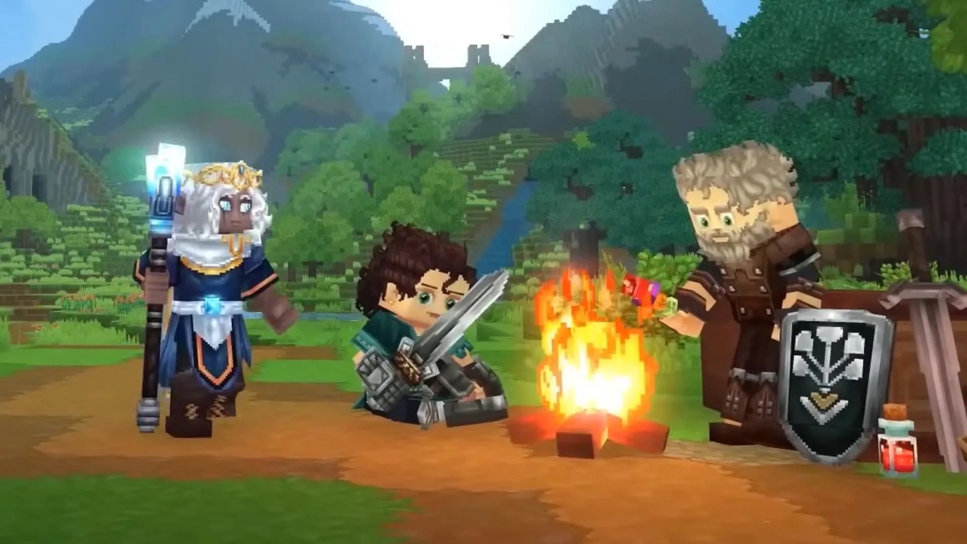Imagem mostrando três personagens de Hytale