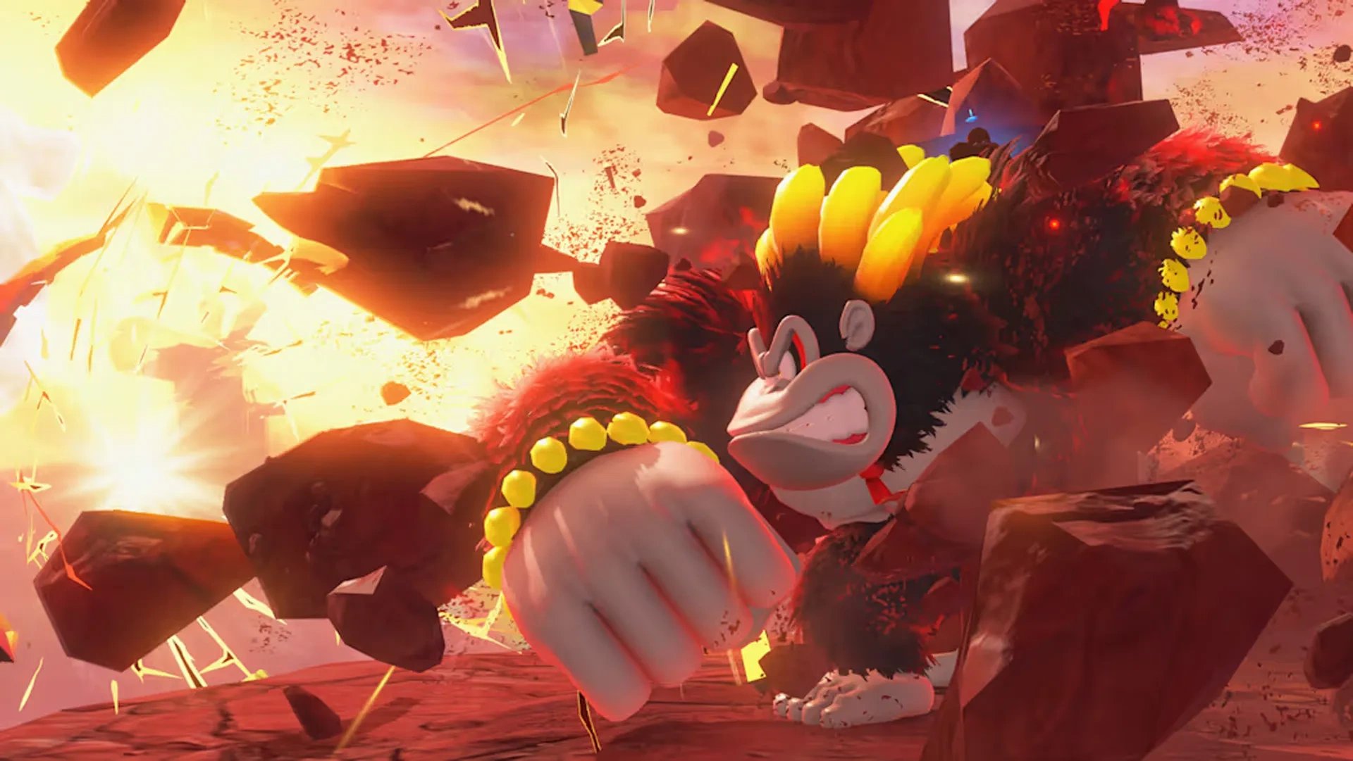 Imagem de jogabilidade de Donkey Kong Bananza mostrando a transformação em especial