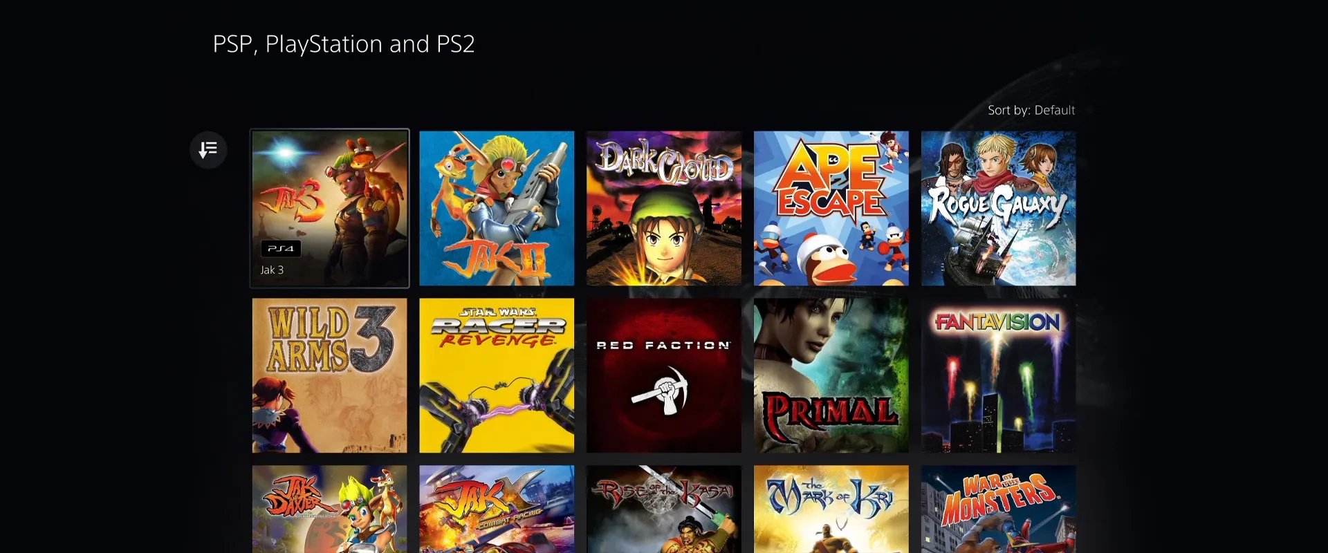 Imagem dos jogos clássicos disponíveis no PlayStation 5