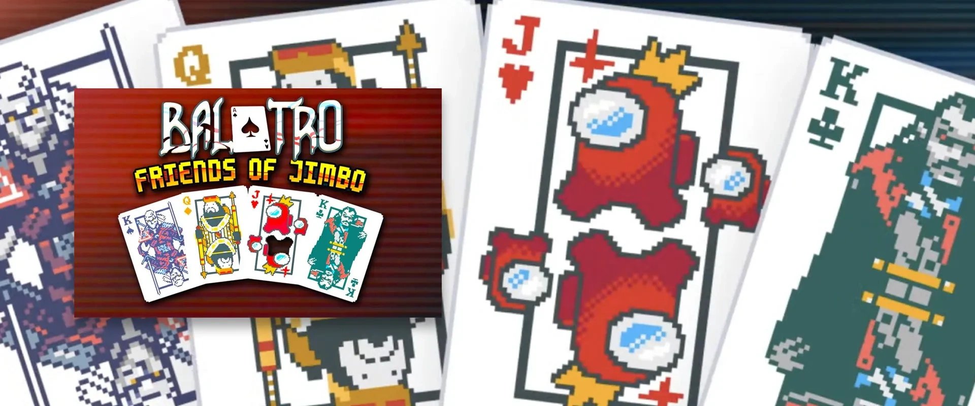Capa de Balatro: Friends of Jimbo à esquerda da imagem e imagem do trailer ao fundo