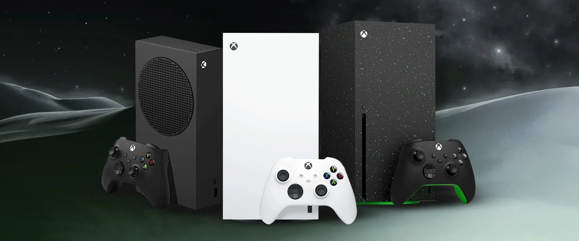 Imagem dos três modelos novos do console Xbox Series S|X