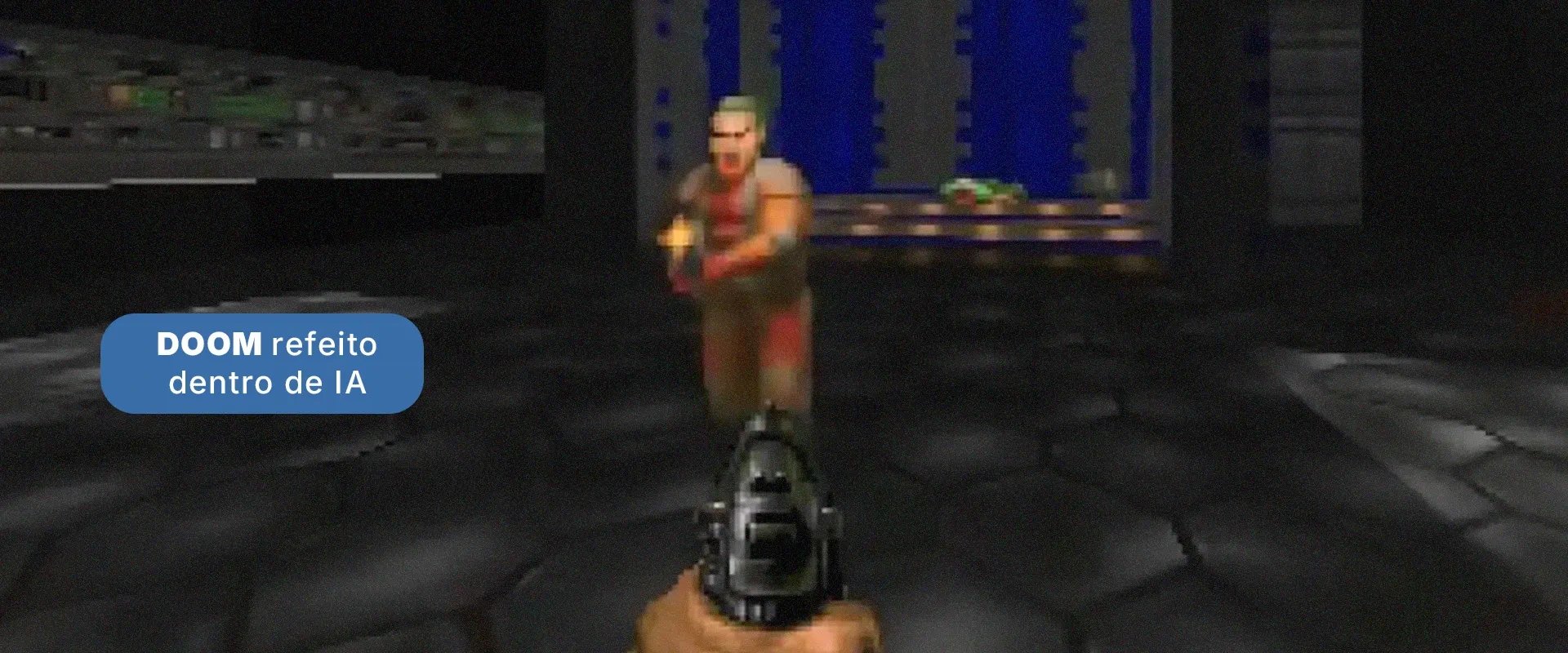 Imagem de Doom recriado por uma inteligência artificial após dias de treinamento intensivo em vídeos do jogo.