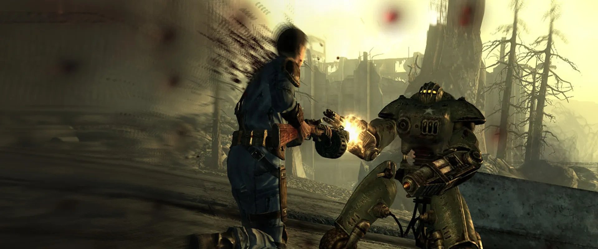 Imagem de jogabilidade em terceria pessoa de Fallout 3