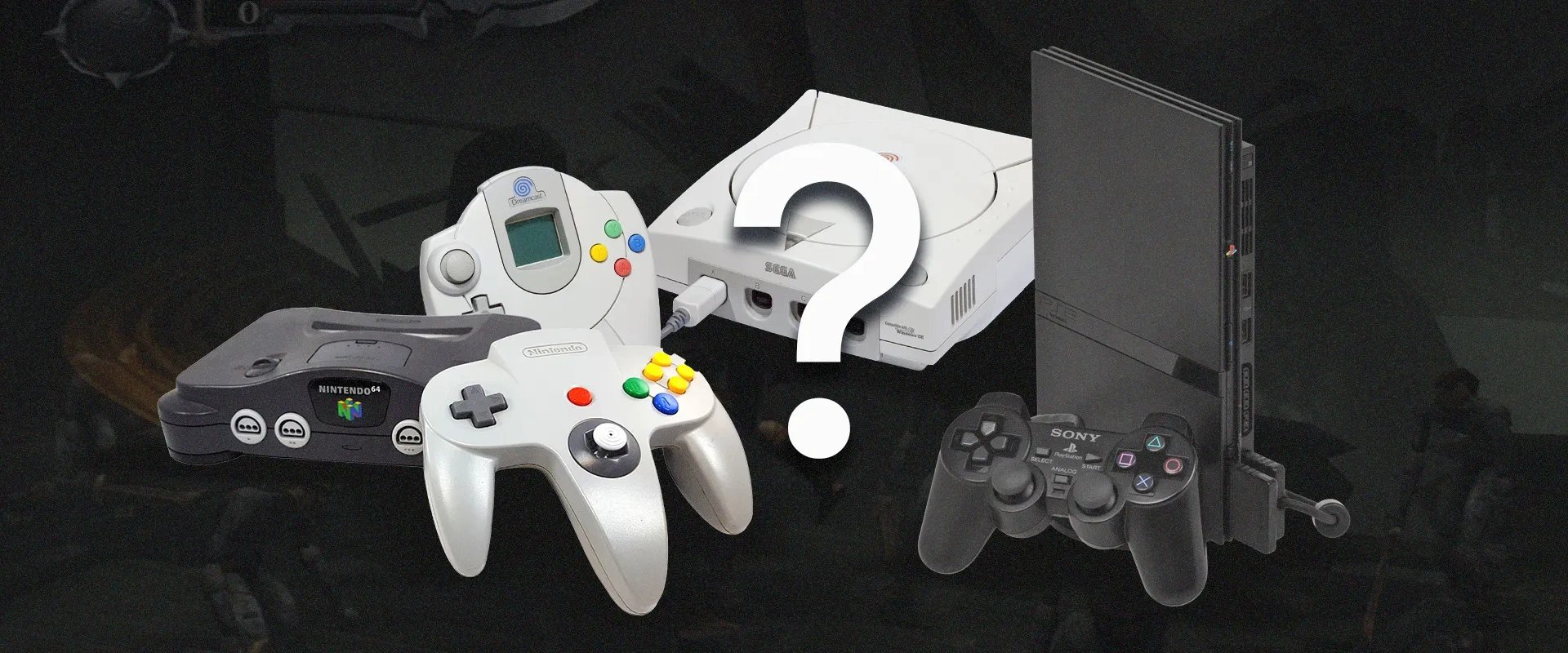 Imagem de Um N64 à esquerda, um Dreamcast ao meio e um PlayStation 2 à direita, além de pontos de interrogação questionando se será possivel lançamento de novas versões desses consoles