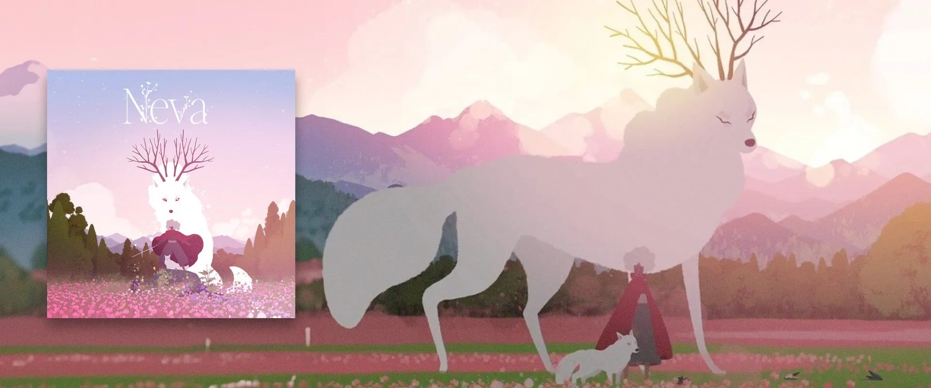 Capa de Neva à esquerda e imagem do trailer ao fundo