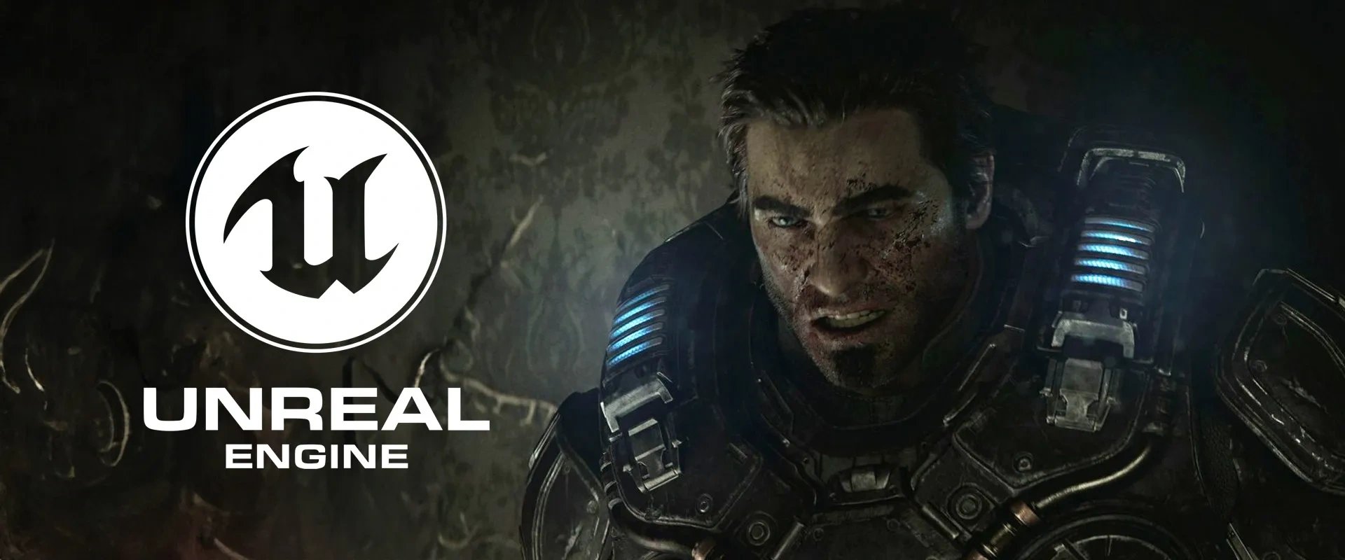 Imagem do logo da Unreal Engine à esquerda e imagem do ultimo trailer do jogo à direita