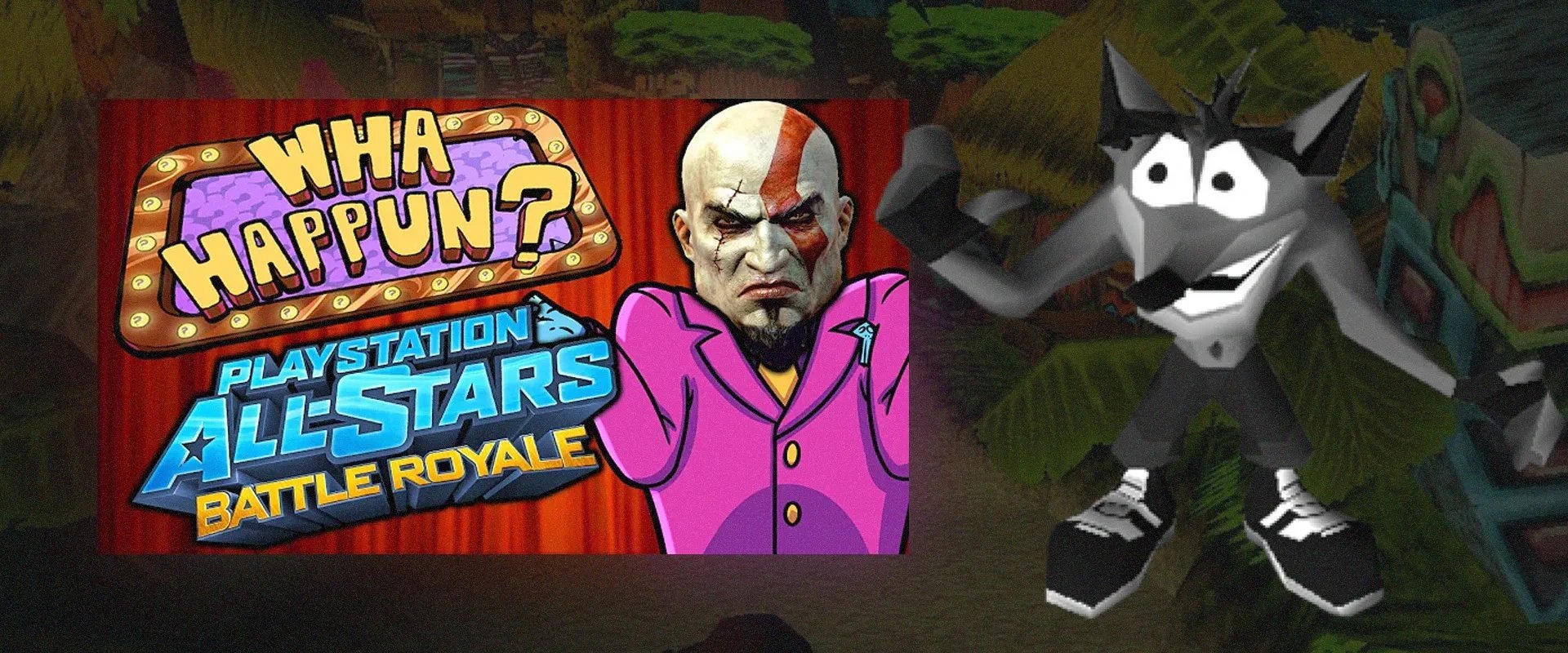 A esquerda o Thumbnail do video de Matt Mc Muscles e o Crash Bandicoot em preto e branco à direita
