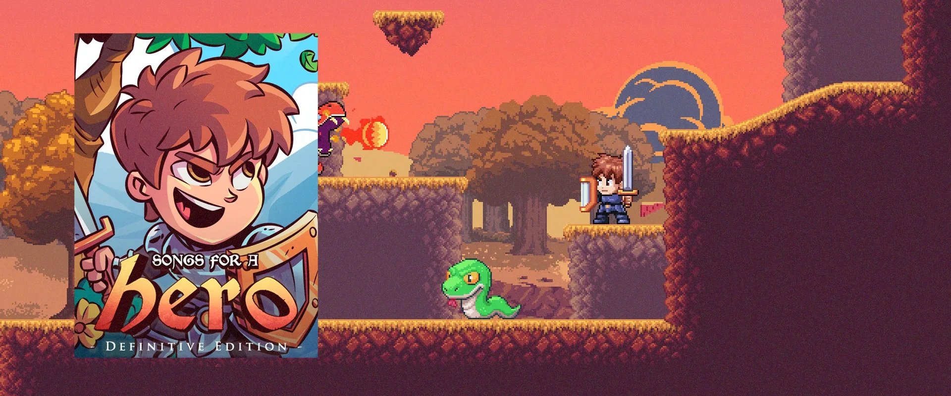 A capa de A Lenda do Herói em inglês e imagem do jogo ao fundo