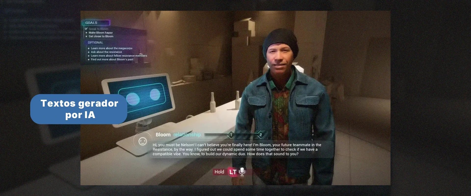 Imagem mostrando texto gerado por IA através da tecnologia Neo NPC
